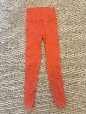 Kids Orange Rib-Waist Leggings